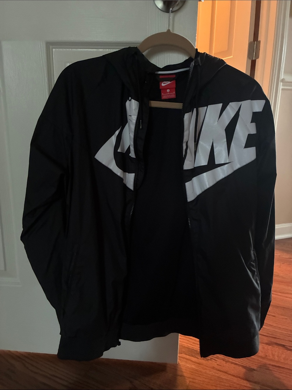Nike Black Windbreaker Jacket with White Nike Logo
